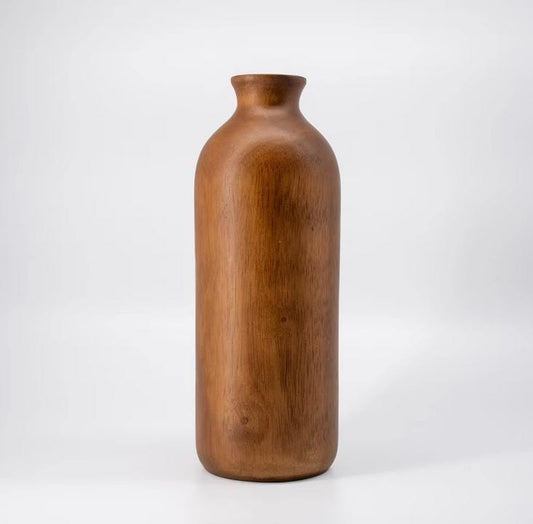 Set 1/ 3PCS Mango carved 10x3inch tall vase - zen wabisabi living - Milk Bottle Shape