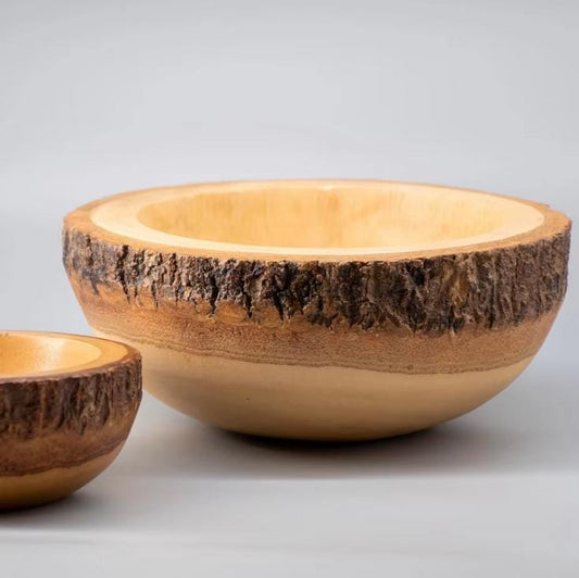 Set 1/3 PCS Mango carved Bowl 8inch - Home Decor zen wabisabi living