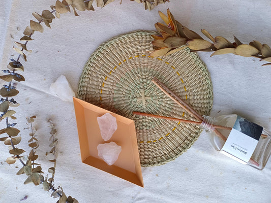 Set of 4/ 20 Round Handwoven Handmade Sedge Trivet 9"x9"- Natural and yellow